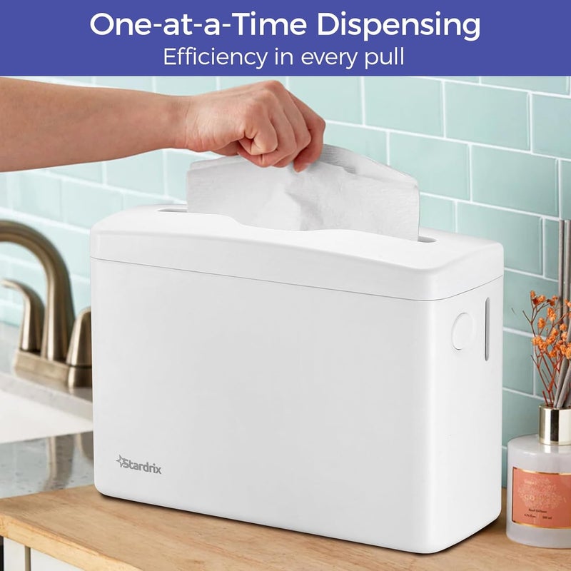 stardrix Countertop Paper Towel Dispenser, White Hand Towel Holder for Multifold/C-Fold/Z-Fold Towels, Single Sheet Dispensing, Non-Slip Base, Compact Design for Kitchen, Bathroom, or Commercial Use - Image 3